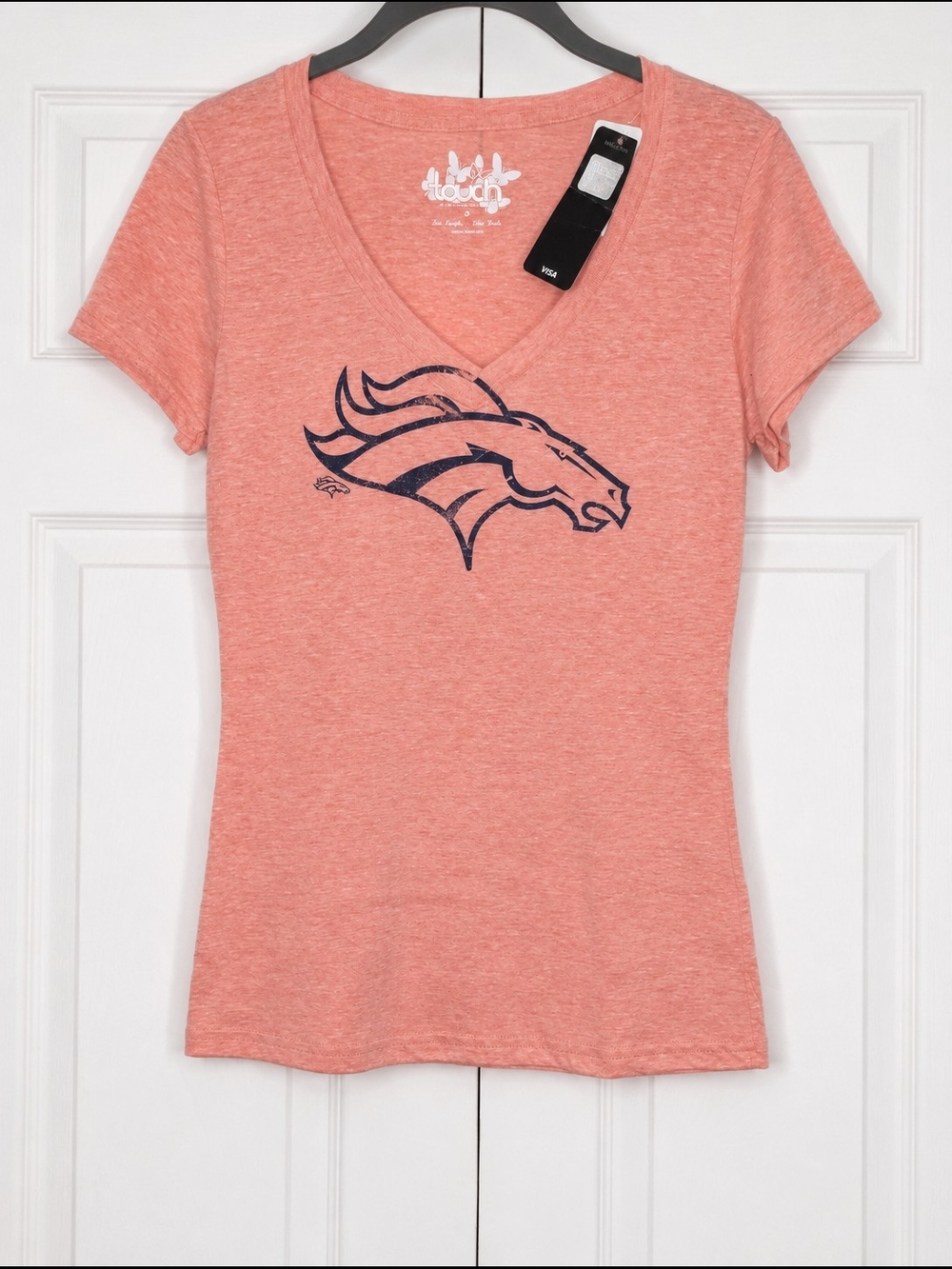 Touch by Alyssa Milano Coral Denver Broncos V-Neck Tee